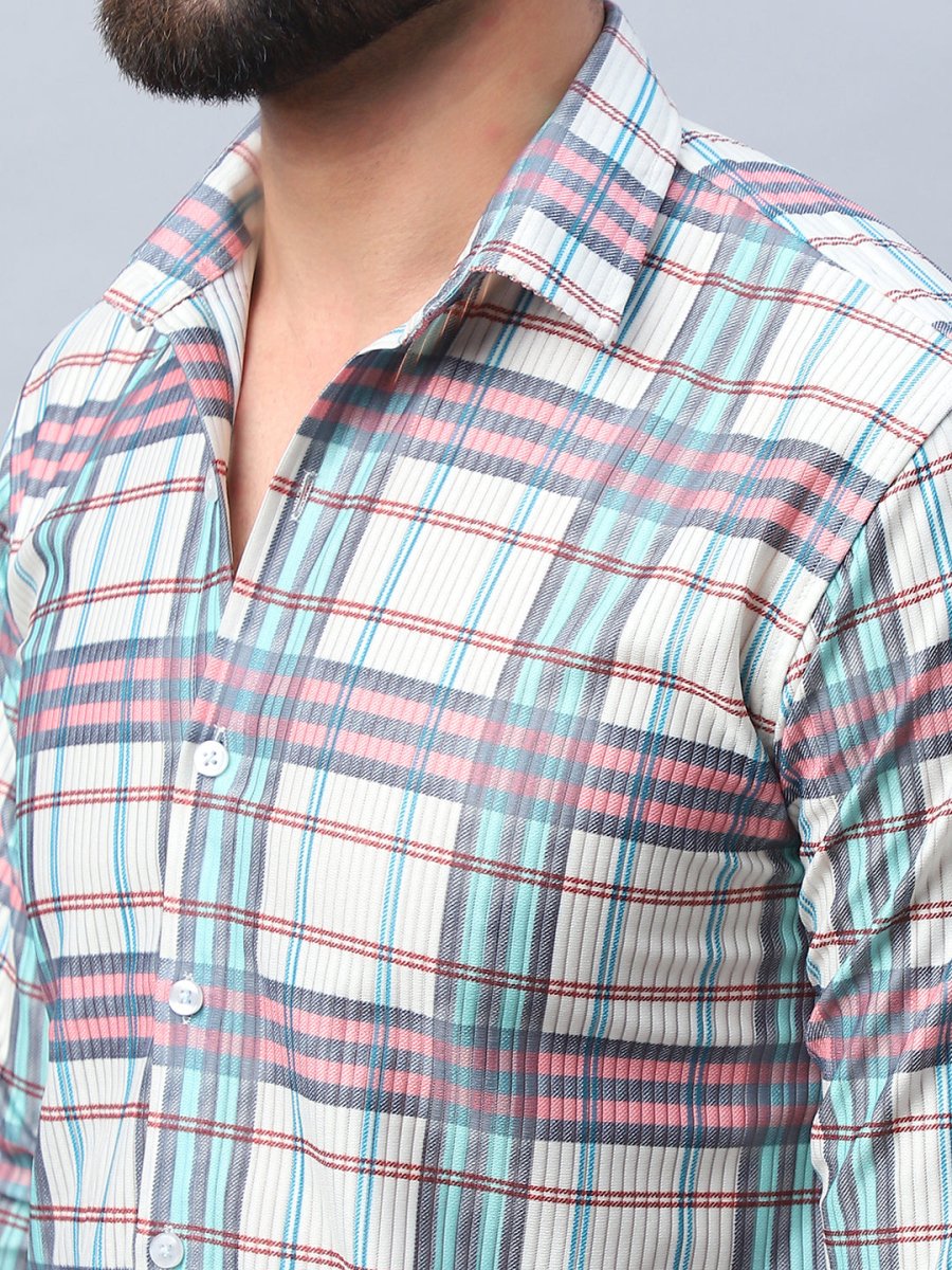 Checked corduroy Casual Shirt for Men - SF_991Coral_S