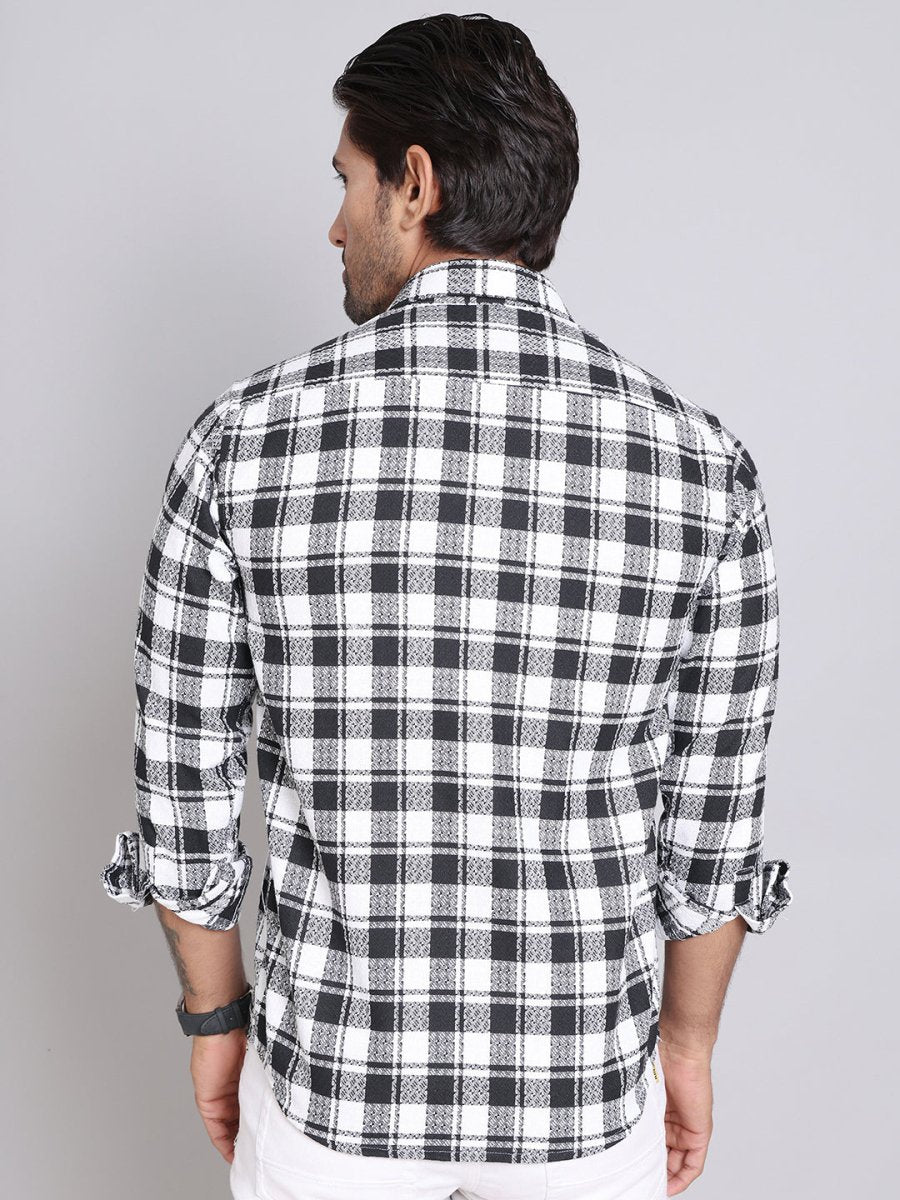Checked Cotton Casual Shirt For Men - SF_9003Black_S