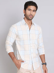 Checked Cotton Casual Shirt For Men - SF_996Blue_S