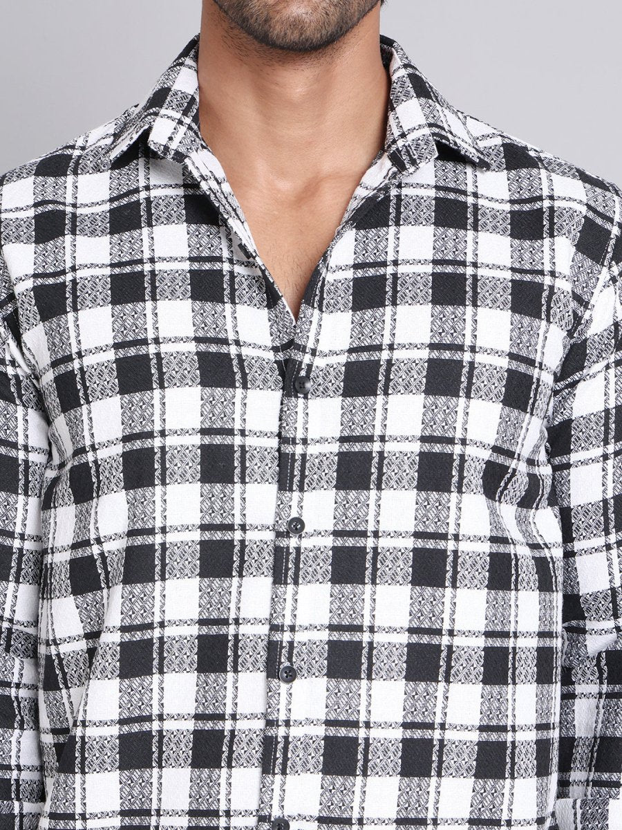 Checked Cotton Casual Shirt For Men - SF_9003Black_S