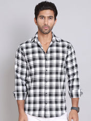 Checked Cotton Casual Shirt For Men - SF_9003Black_S