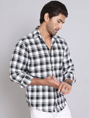 Checked Cotton Casual Shirt For Men - SF_9003Black_S