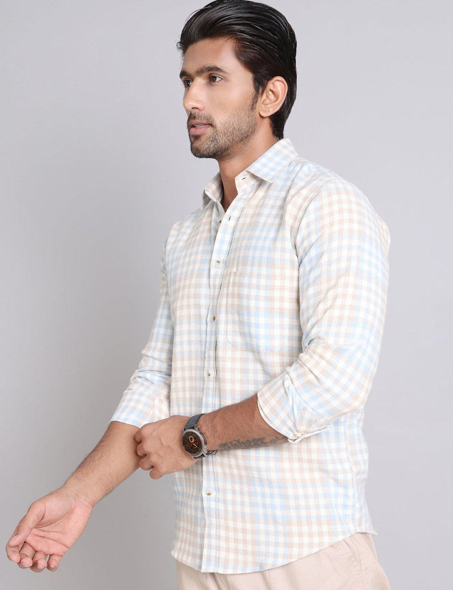 Checked Cotton Casual Shirt For Men - SF_996Blue_S