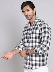 Checked Cotton Casual Shirt For Men - SF_9003Black_S
