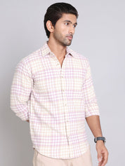 Checked Cotton Casual Shirt For Men - SF_996Purple_S