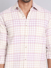 Checked Cotton Casual Shirt For Men - SF_996Purple_S