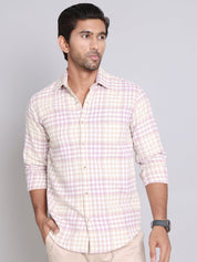 Checked Cotton Casual Shirt For Men - SF_996Purple_S