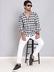 Checked Cotton Casual Shirt For Men - SF_9003Black_S