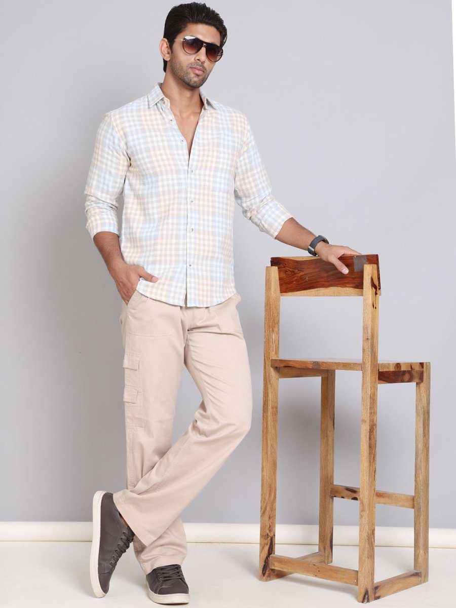 Checked Cotton Casual Shirt For Men - SF_996Blue_S