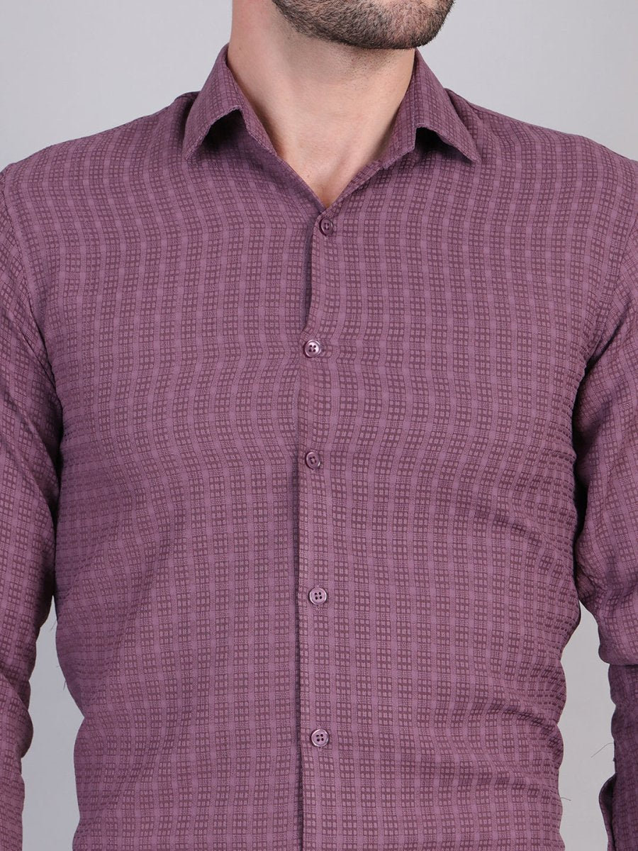 Checked Cotton Formal Shirt for Men - SF_9008Magenta_S