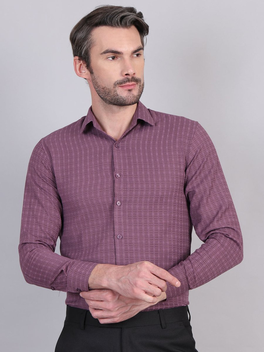Checked Cotton Formal Shirt for Men - SF_9008Magenta_S