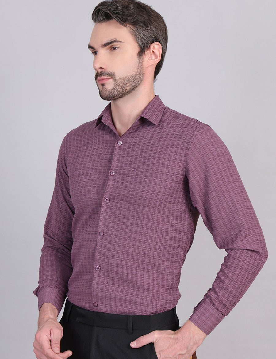Checked Cotton Formal Shirt for Men - SF_9008Magenta_S