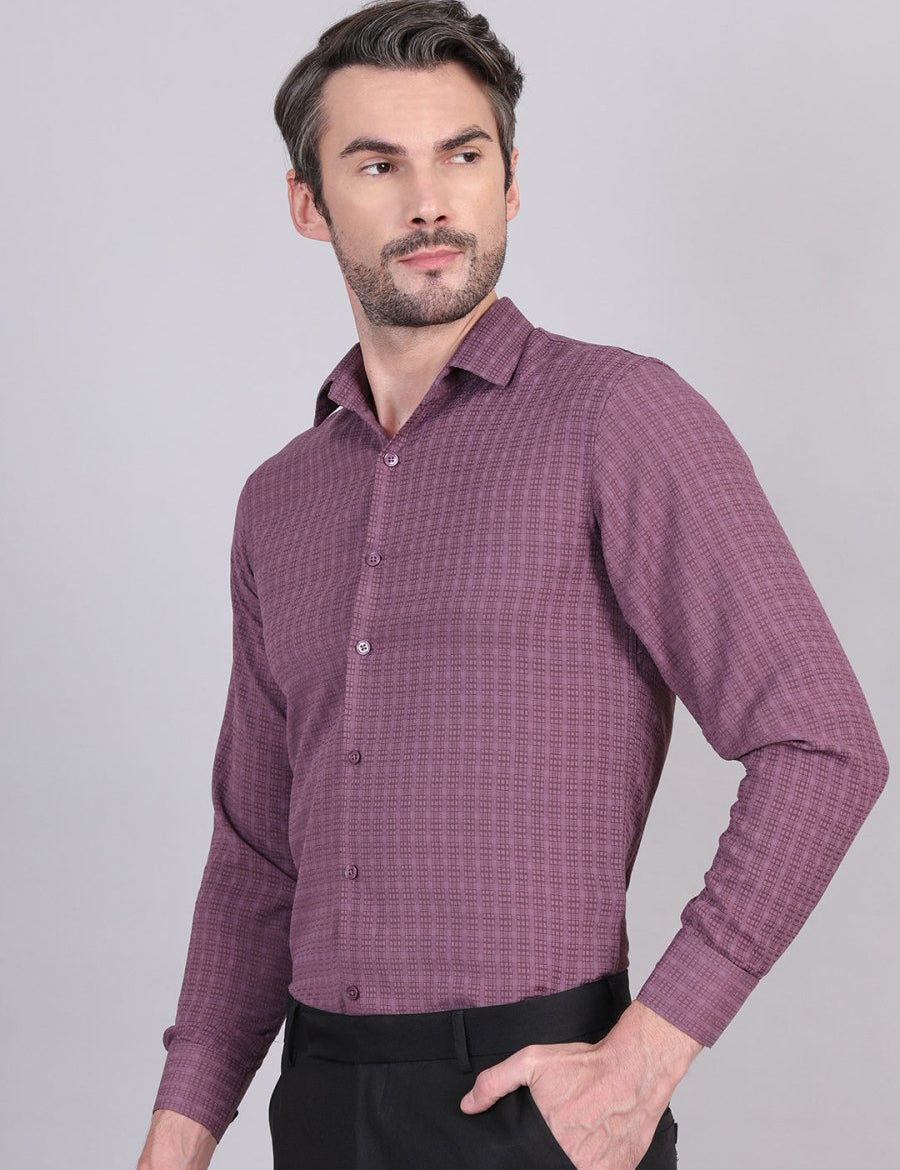 Checked Cotton Formal Shirt for Men - SF_9008Magenta_S