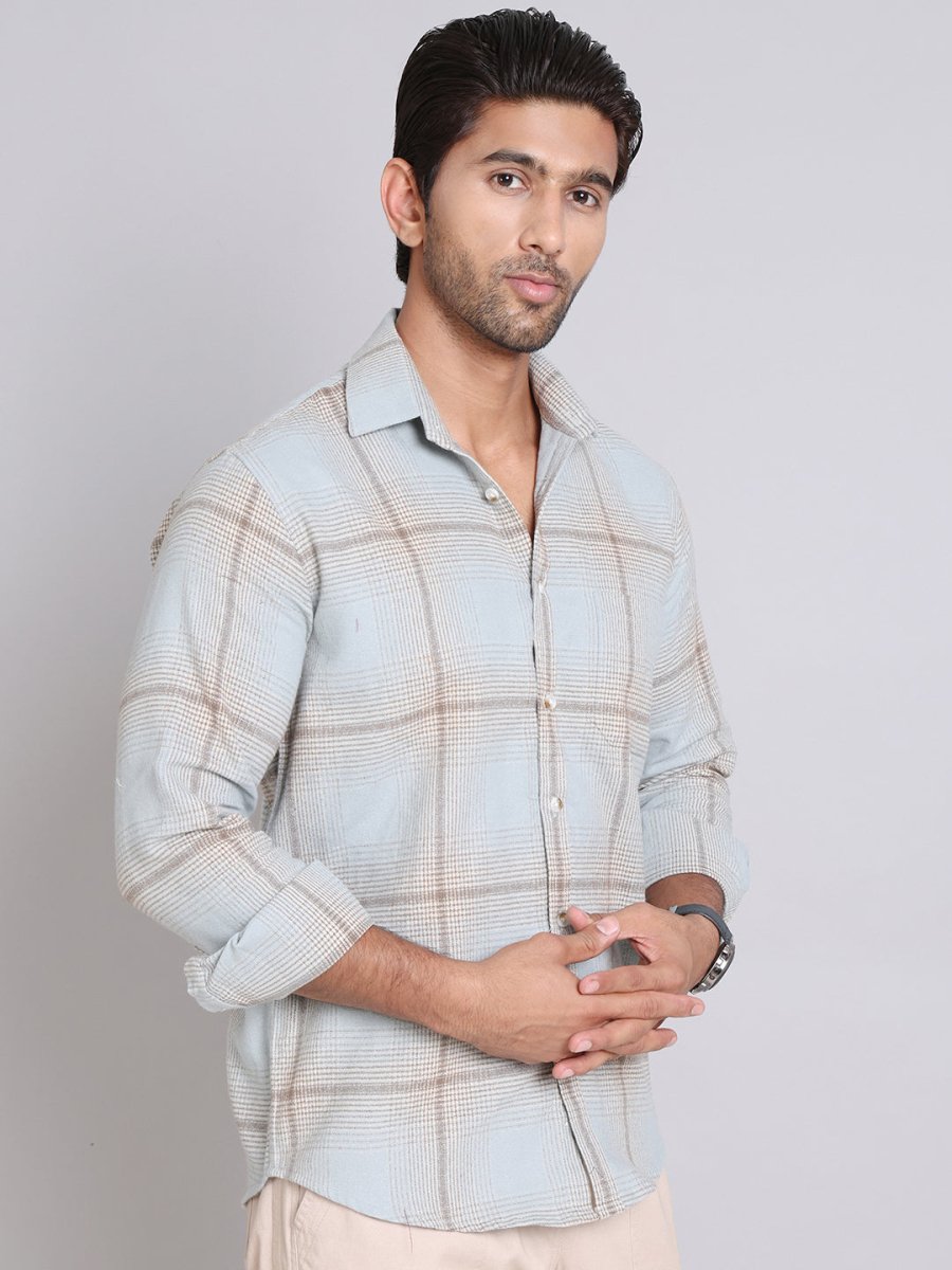 Checked Cotton Regular Fit Casual Shirt - SF_998Blue_S