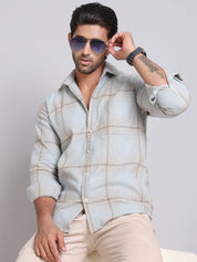 Checked Cotton Regular Fit Casual Shirt - SF_998Blue_S