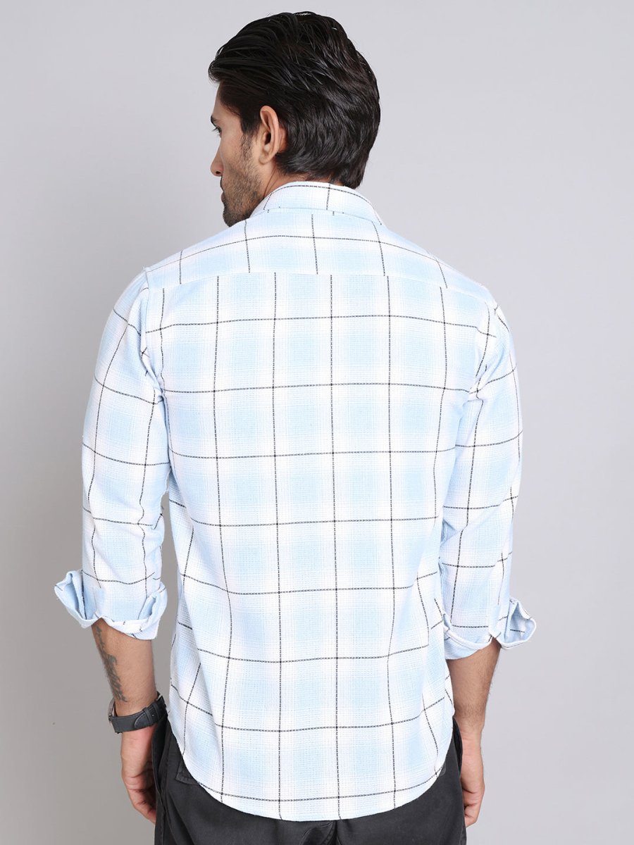 Checked Cotton Regular Fit Casual Shirt - SF_9005Sky_S