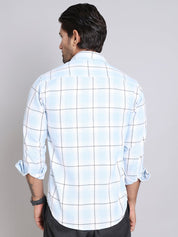 Checked Cotton Regular Fit Casual Shirt - SF_9005Sky_S