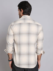 Checked Cotton Regular Fit Casual Shirt - SF_998Beige_S