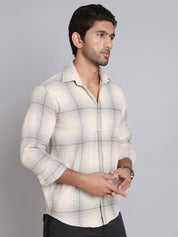 Checked Cotton Regular Fit Casual Shirt - SF_998Beige_S