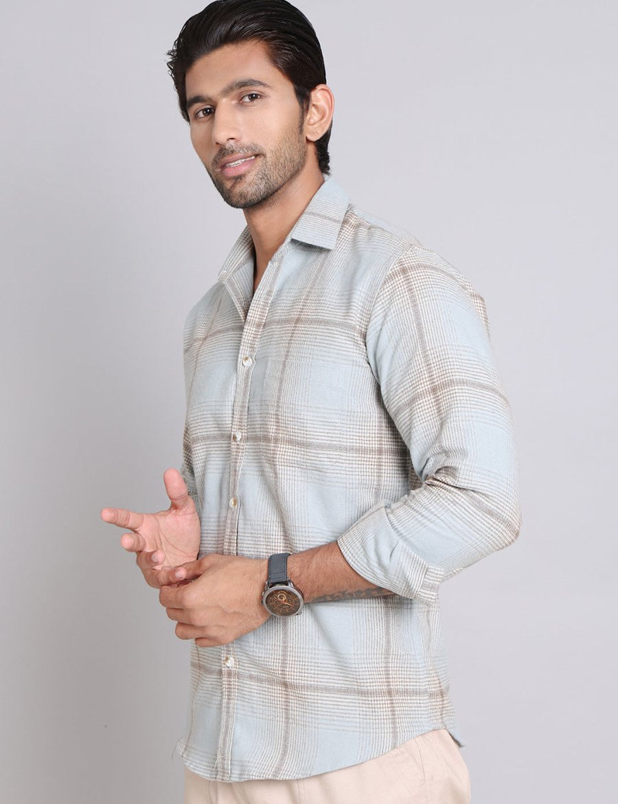 Checked Cotton Regular Fit Casual Shirt - SF_998Blue_S
