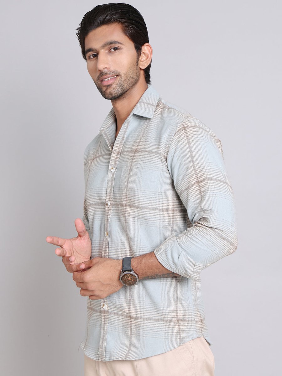 Checked Cotton Regular Fit Casual Shirt - SF_998Blue_S