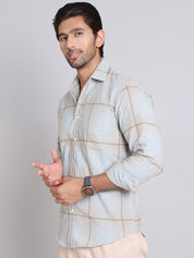 Checked Cotton Regular Fit Casual Shirt - SF_998Blue_S