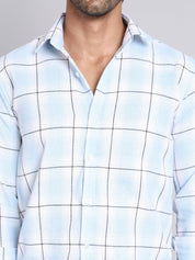 Checked Cotton Regular Fit Casual Shirt - SF_9005Sky_S