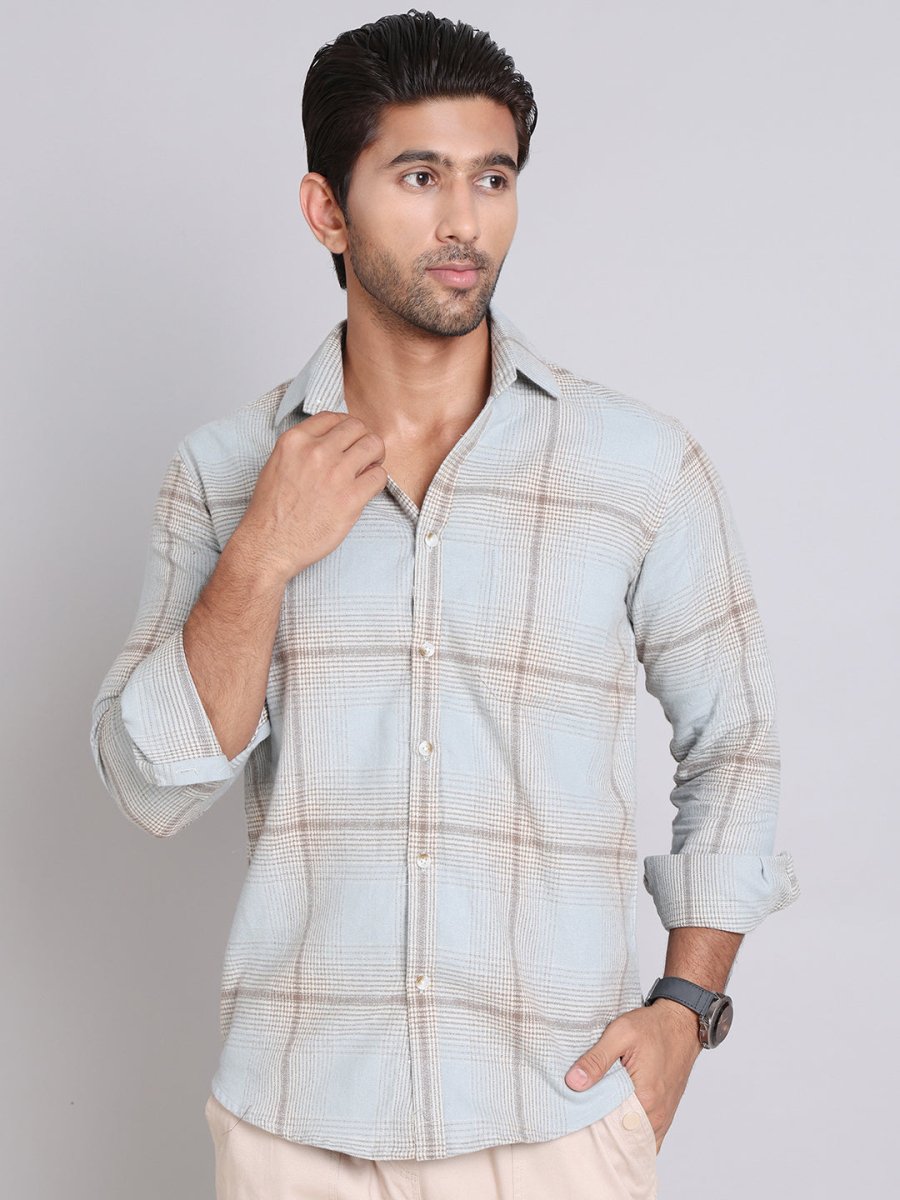 Checked Cotton Regular Fit Casual Shirt - SF_998Blue_S
