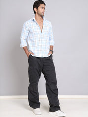 Checked Cotton Regular Fit Casual Shirt - SF_9005Sky_S
