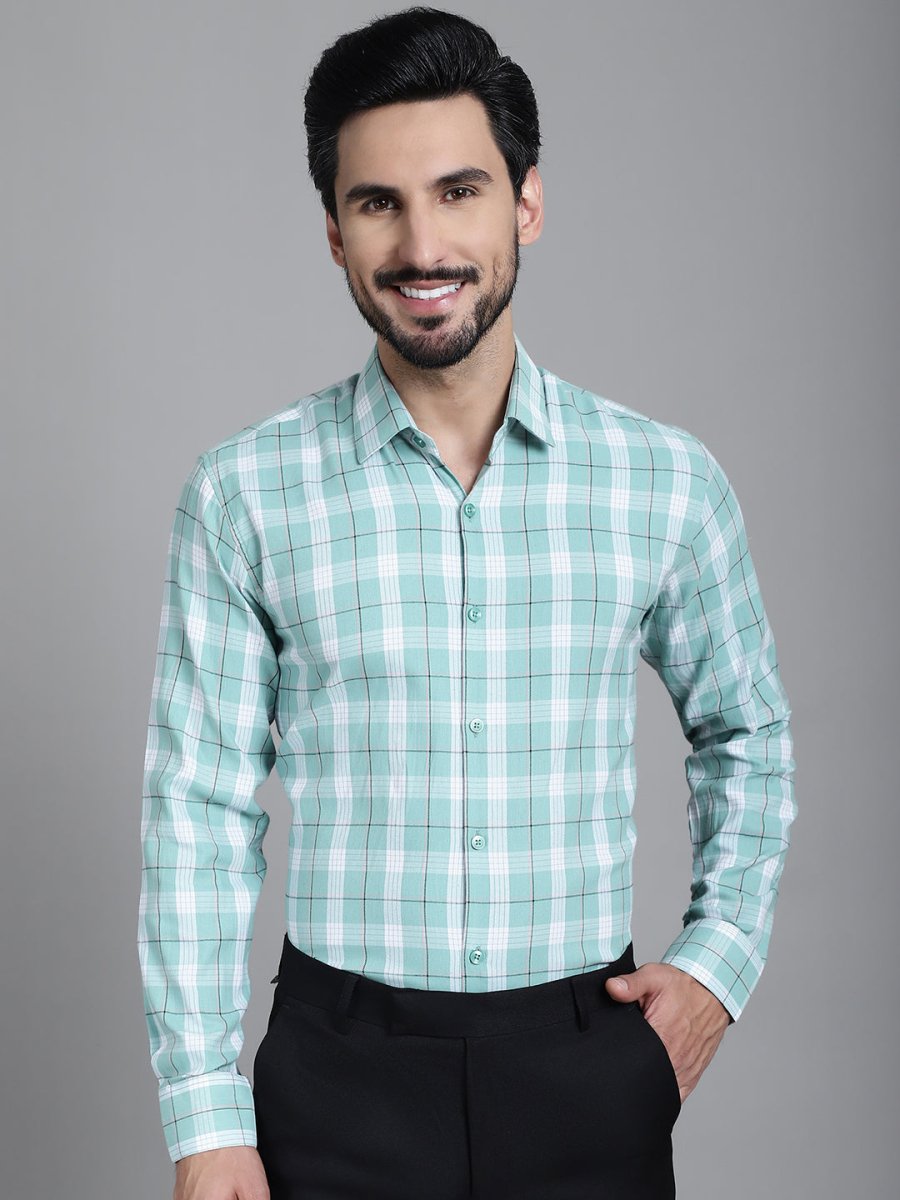 Checked Formal Shirt - SF_902Green_S