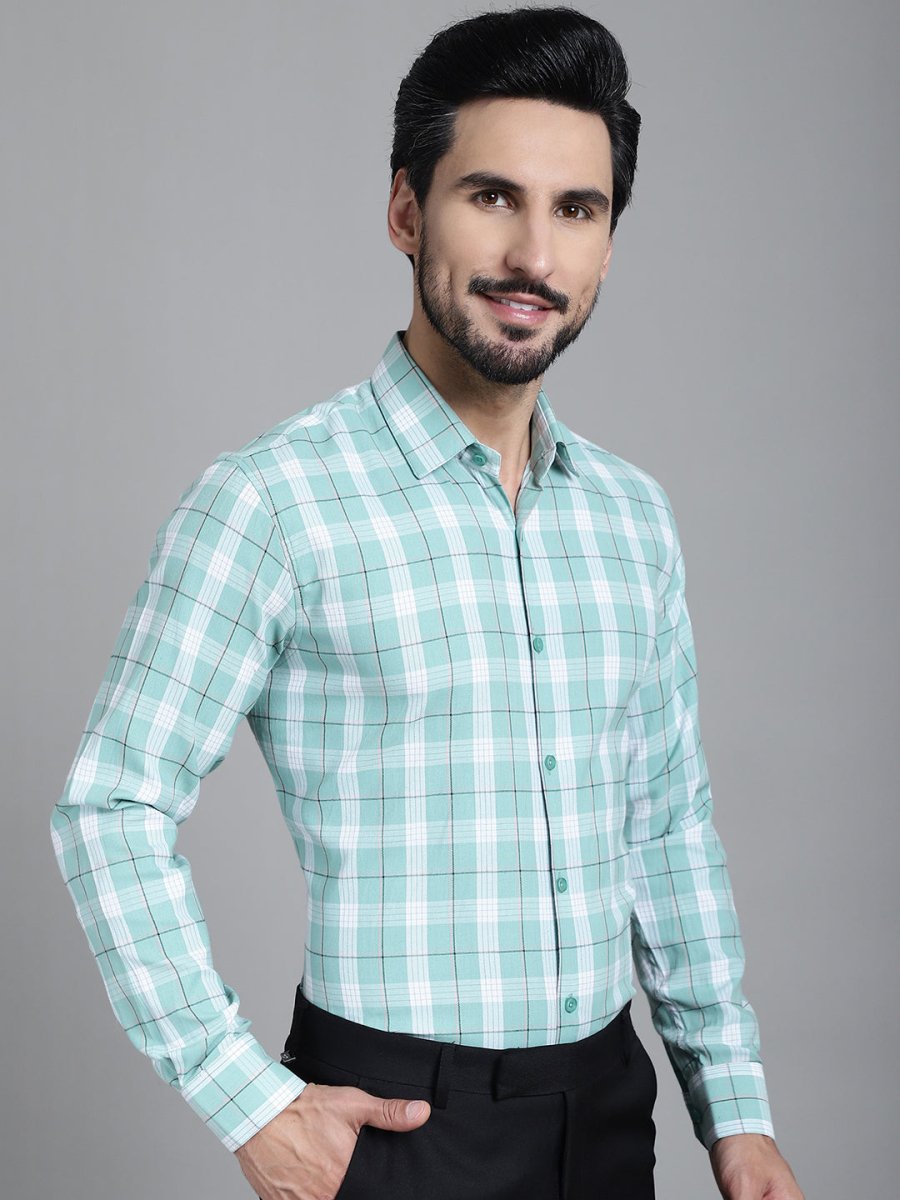 Checked Formal Shirt - SF_902Green_S