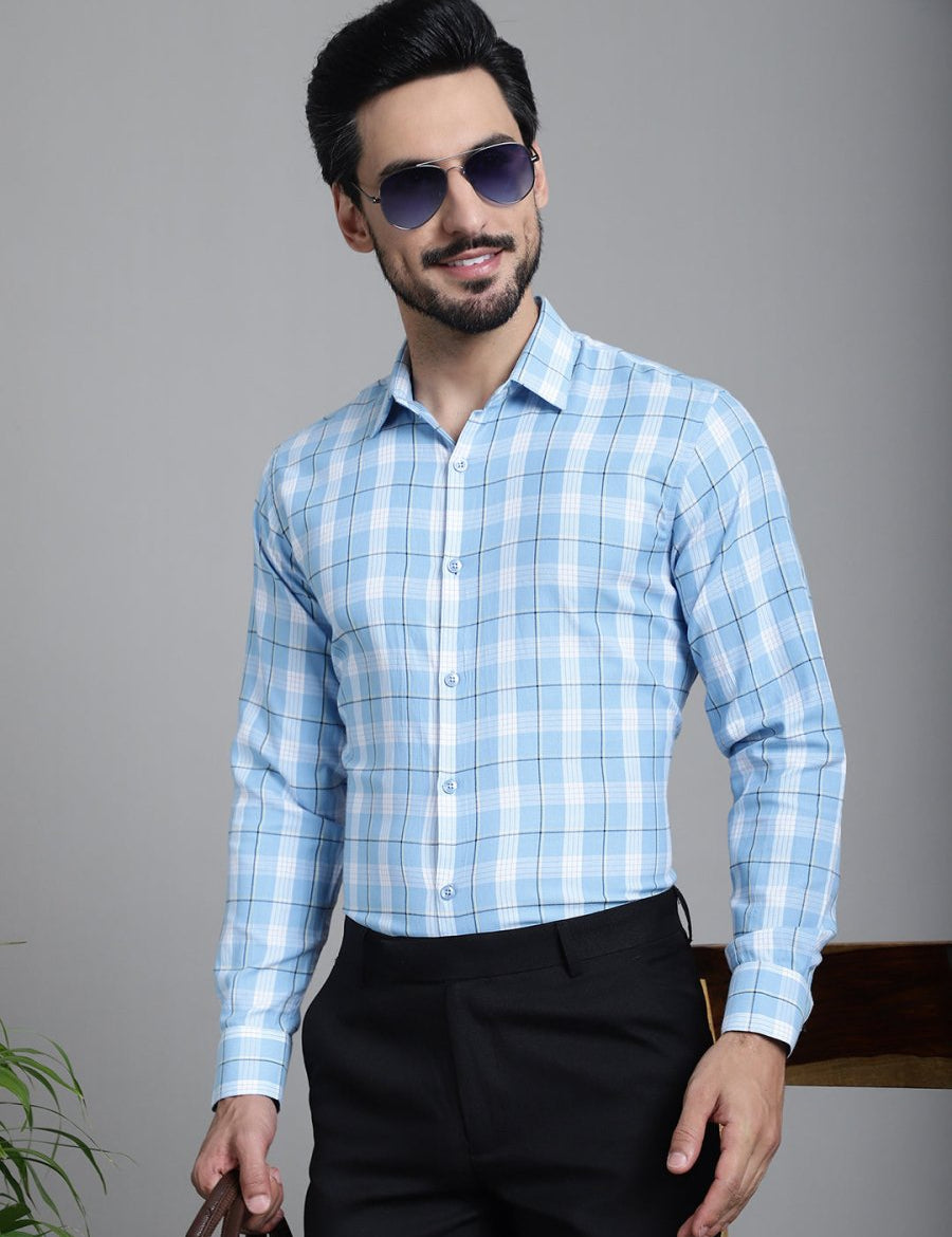Checked Formal Shirt - SF_902Sky_S
