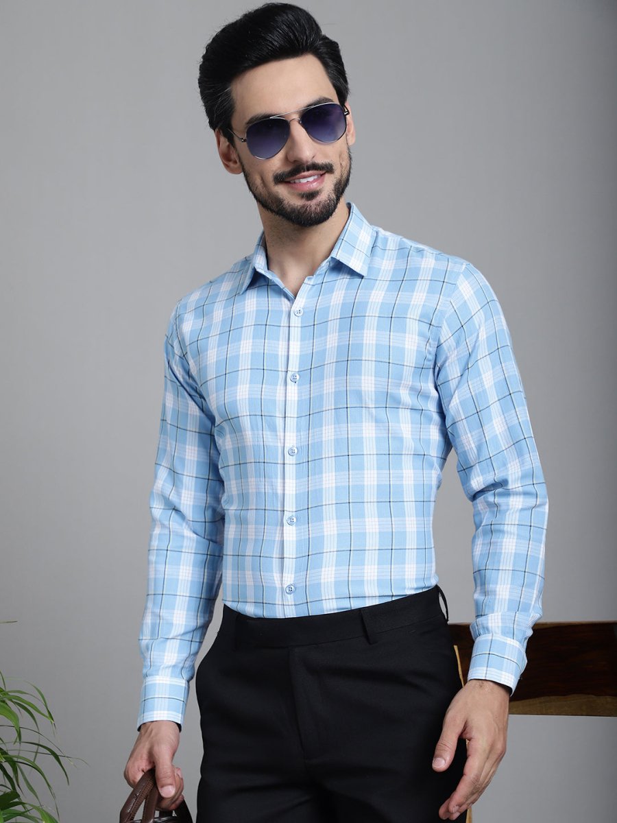 Checked Formal Shirt - SF_902Sky_S