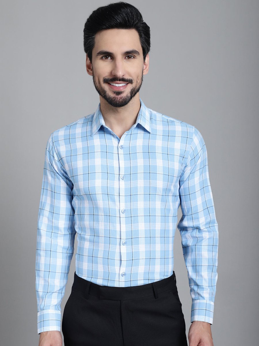 Checked Formal Shirt - SF_902Sky_S