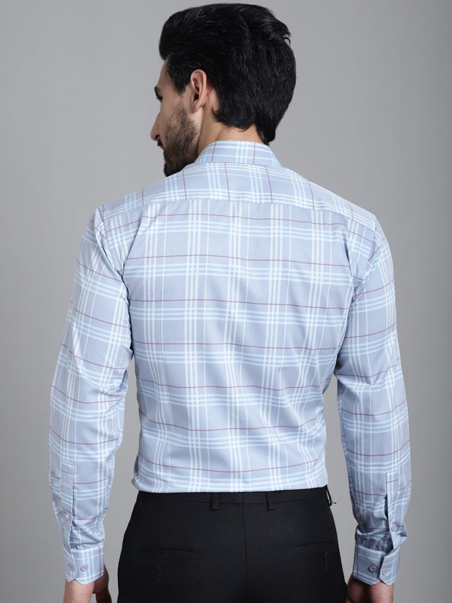 Checked Formal Shirt - SF_910Blue_S