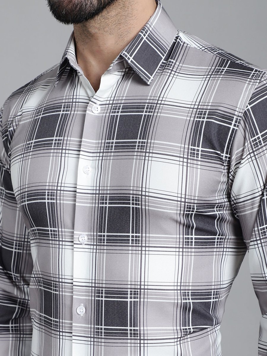 Checked Formal Shirt - SF_911Grey_S