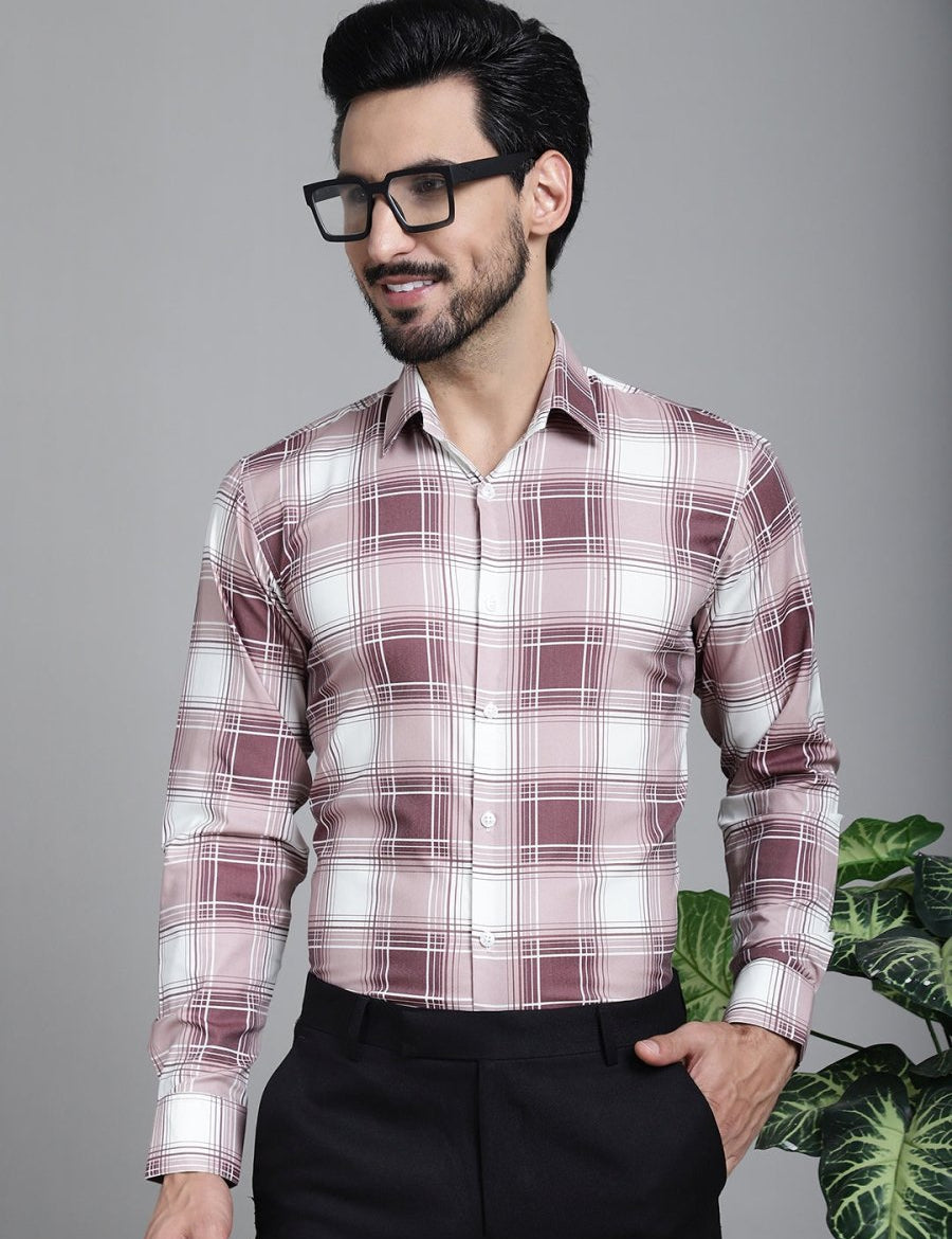 Checked Formal Shirt - SF_911Maroon_S