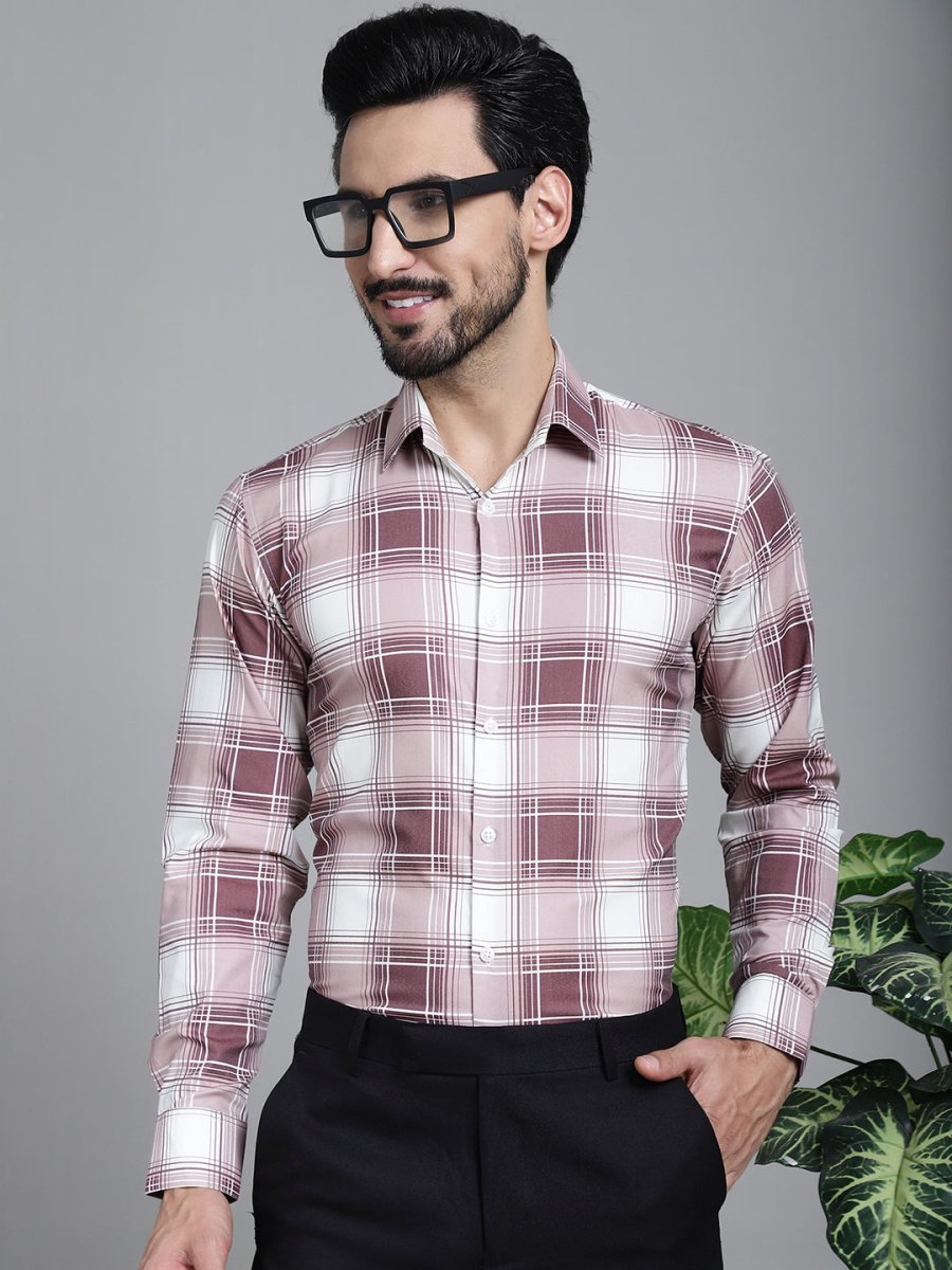 Checked Formal Shirt - SF_911Maroon_S