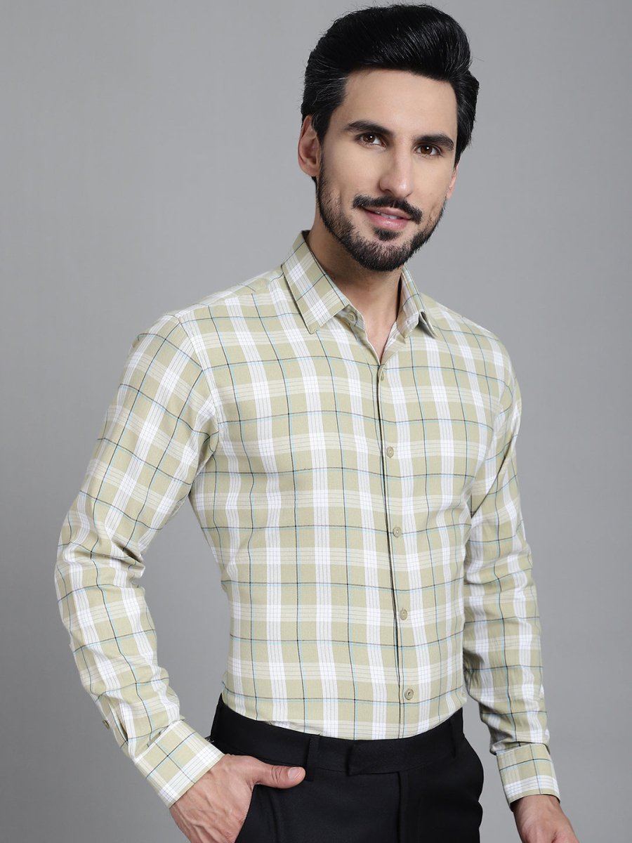 Checked Formal Shirt - SF_902Beige_S