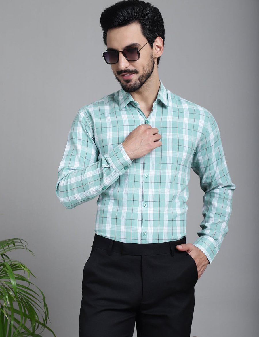 Checked Formal Shirt - SF_902Green_S