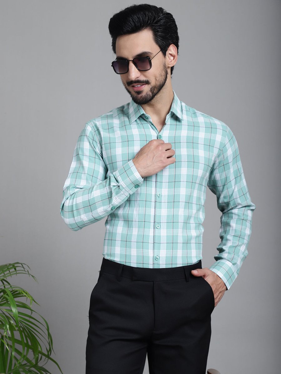 Checked Formal Shirt - SF_902Green_S