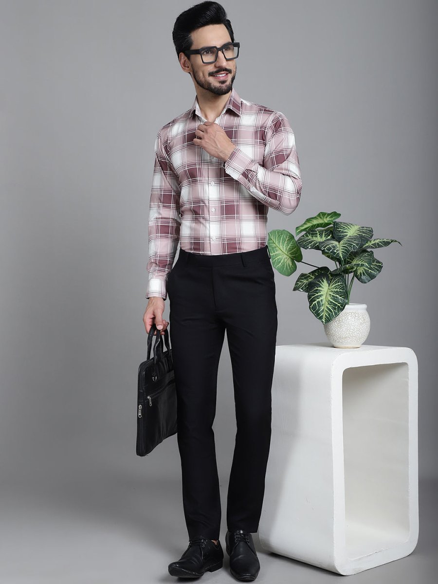 Checked Formal Shirt - SF_911Maroon_S