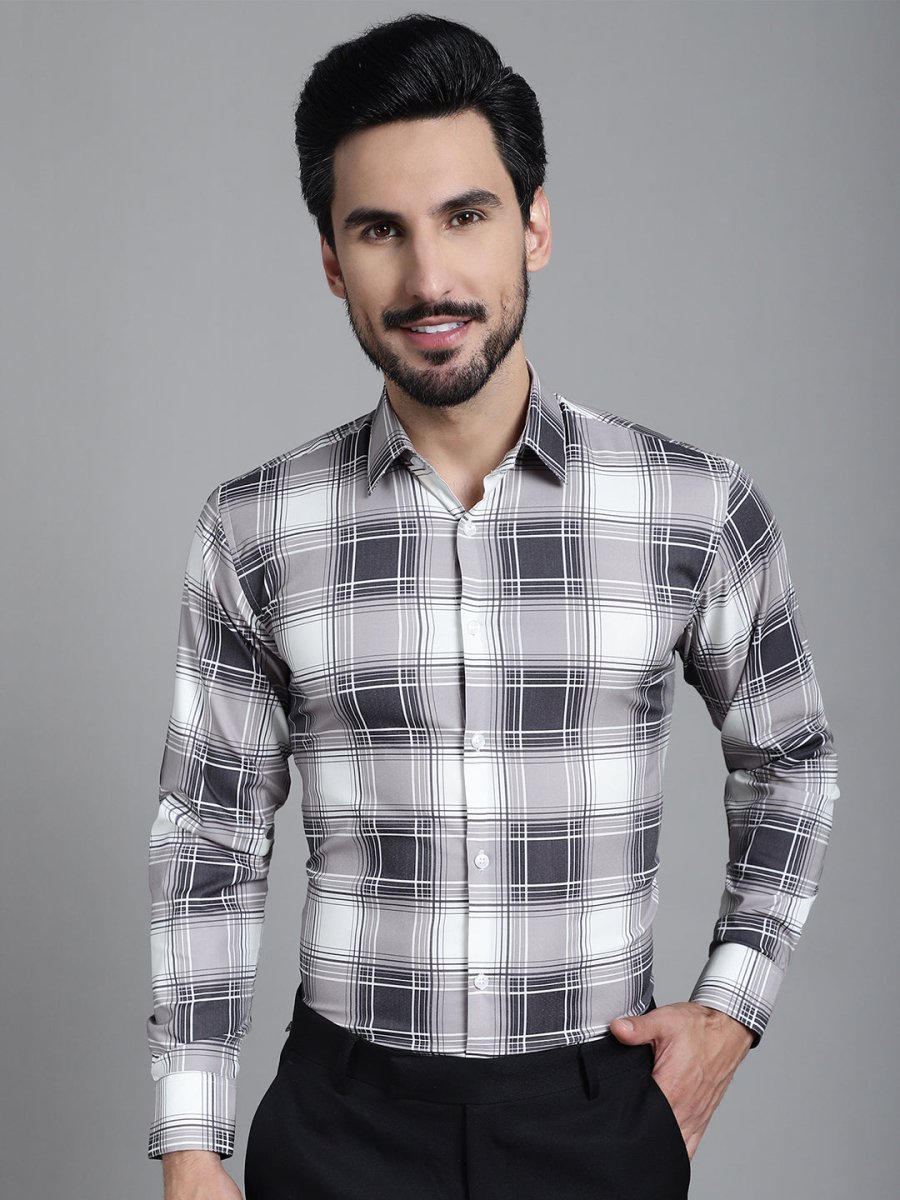 Checked Formal Shirt - SF_911Grey_S