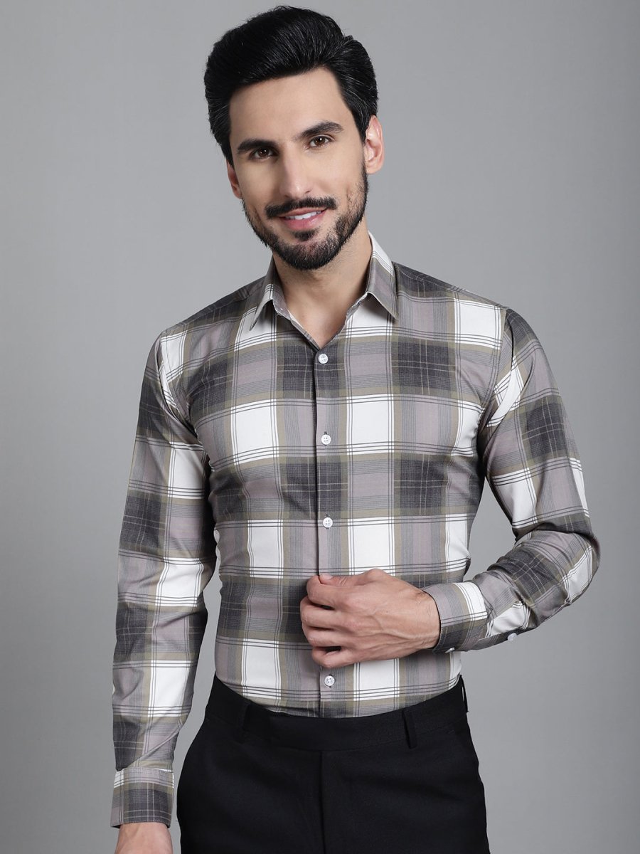 Checked Formal Shirt - SF_911Brown_S
