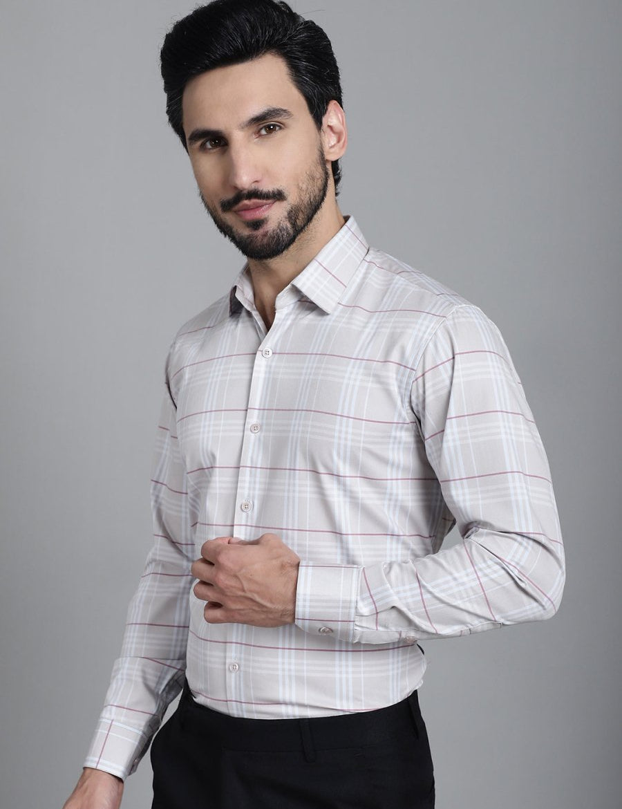 Checked Formal Shirt - SF_910Cream_S