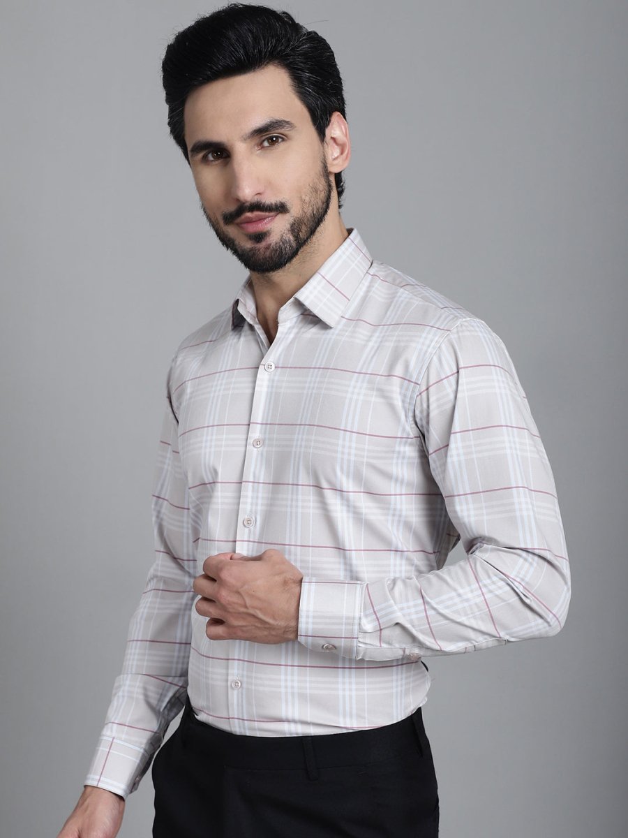 Checked Formal Shirt - SF_910Cream_S