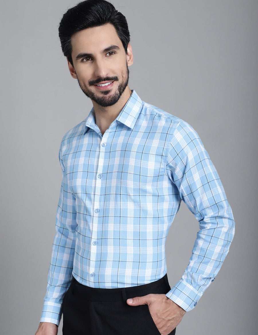 Checked Formal Shirt - SF_902Sky_S
