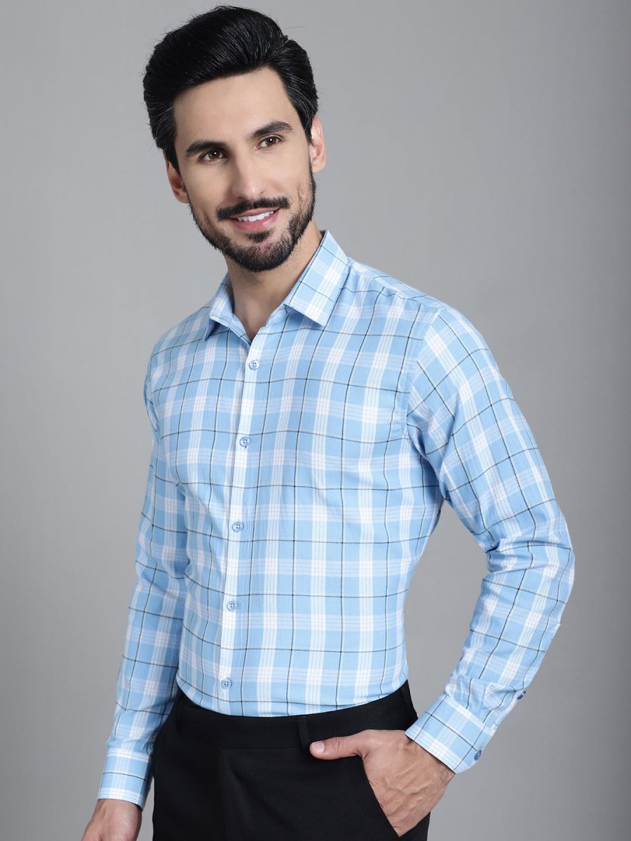 Checked Formal Shirt - SF_902Sky_S