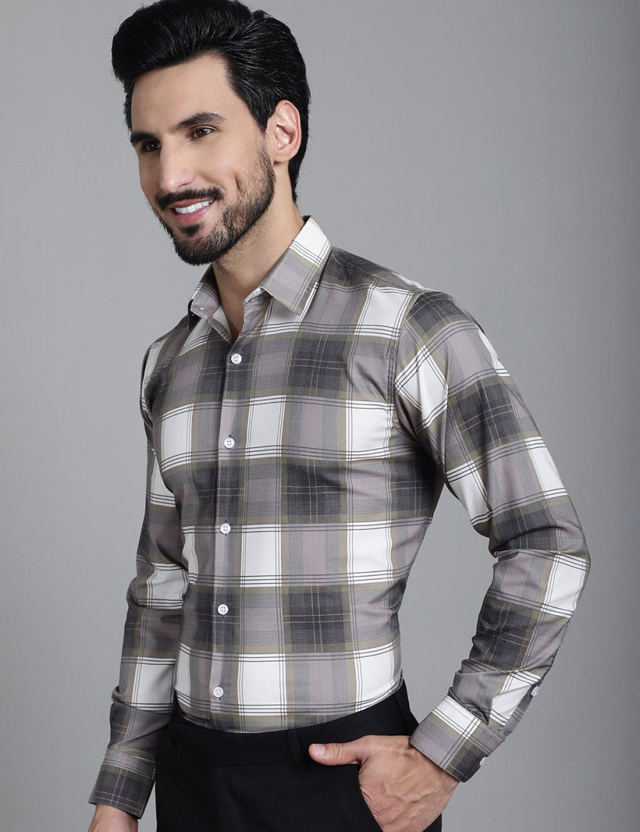 Checked Formal Shirt - SF_911Brown_S