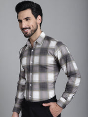 Checked Formal Shirt - SF_911Brown_S